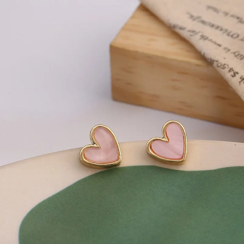 925 silver needle Cute Heart Bling Zircon Stone Rose Gold Stud Earrings for Women Fashion Simplicity Jewelry 2022 New Gift