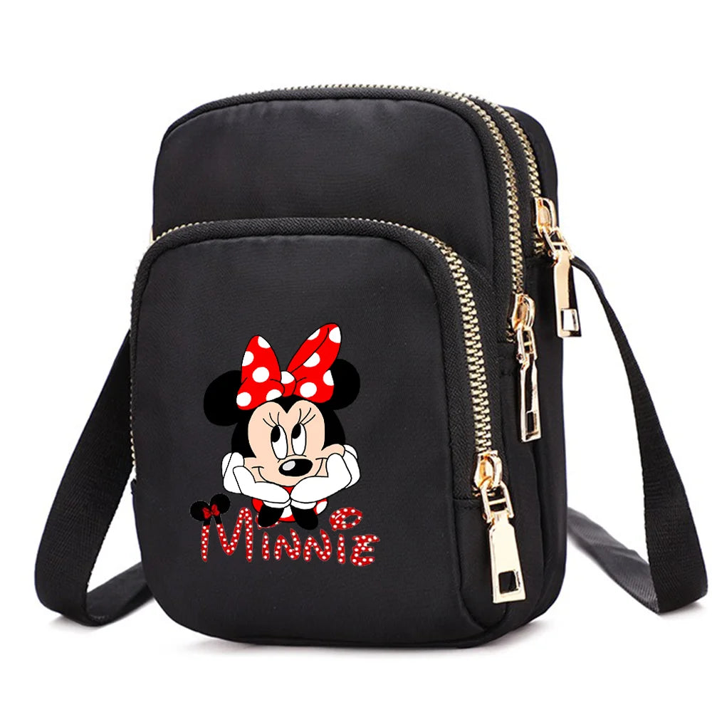 Mickey Minnie Mouse Women Shoulder Bags Cell Phone Purse Crossbody Shoulder Strap Handbag Female Girls Bags Teenagers Bag Gift