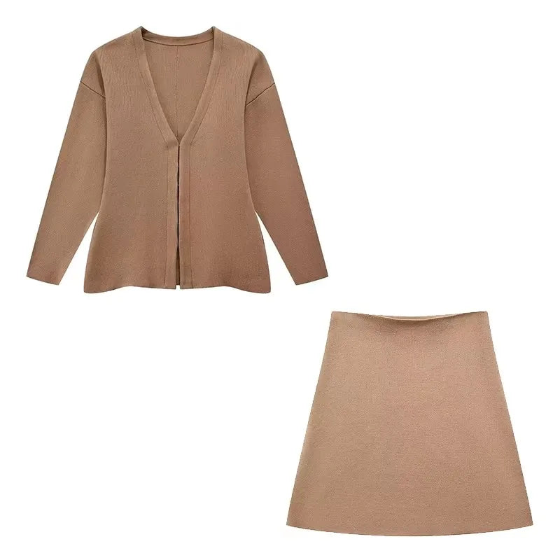 Chic Women's Blazer & Midi Skirt Set