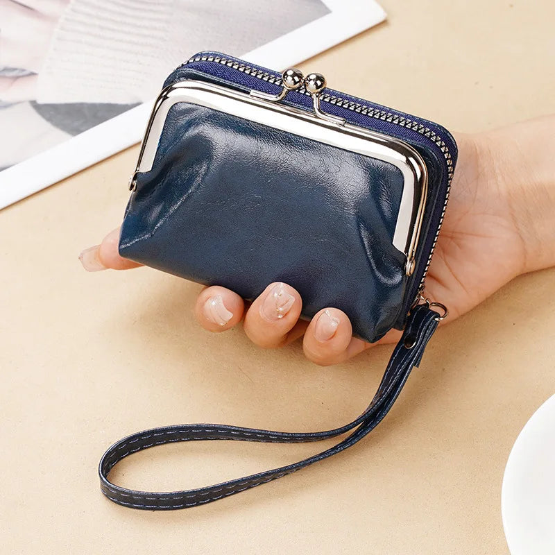 New Women's Wallet Wrist Strap Short Retro Style Coin Change Storage Bag Girls Portable Mini Card Holders Zipper Money Clip C03