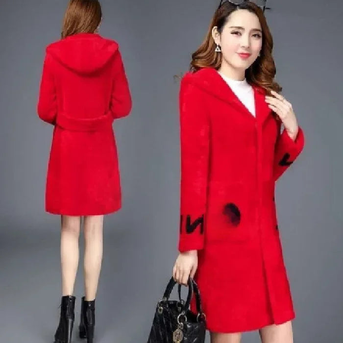 Stylish Women's Medium-Length Woolen Jacket