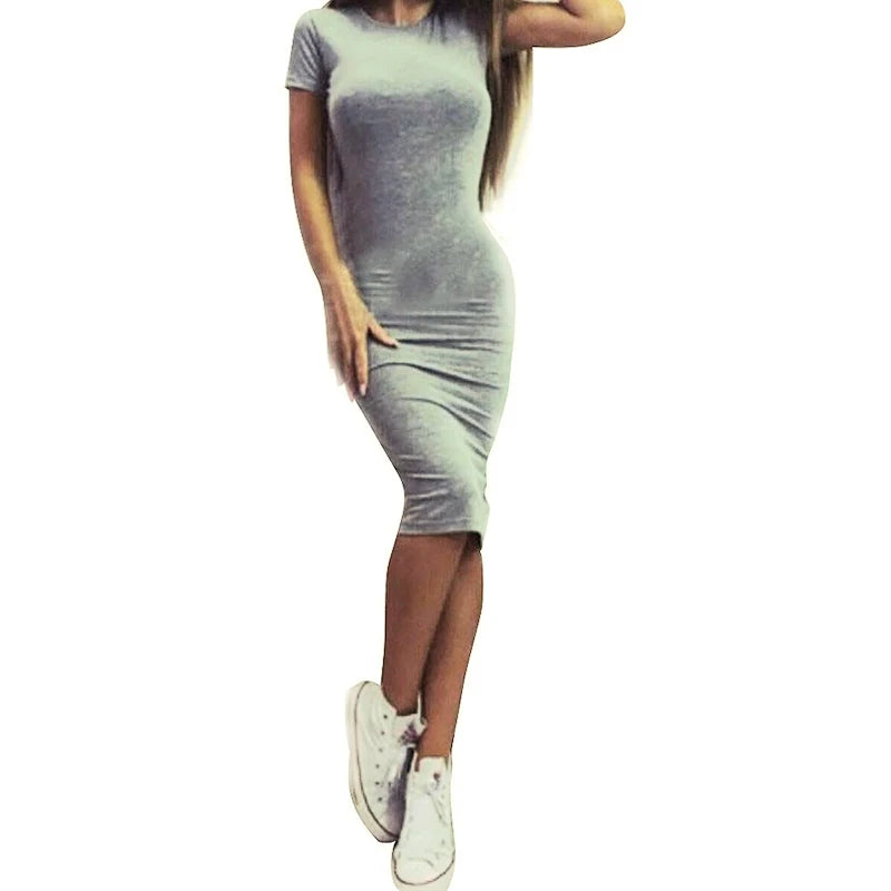 Fashion Women Short Sleeve Bodycon Casual Party Evening Cocktail Mini Dress