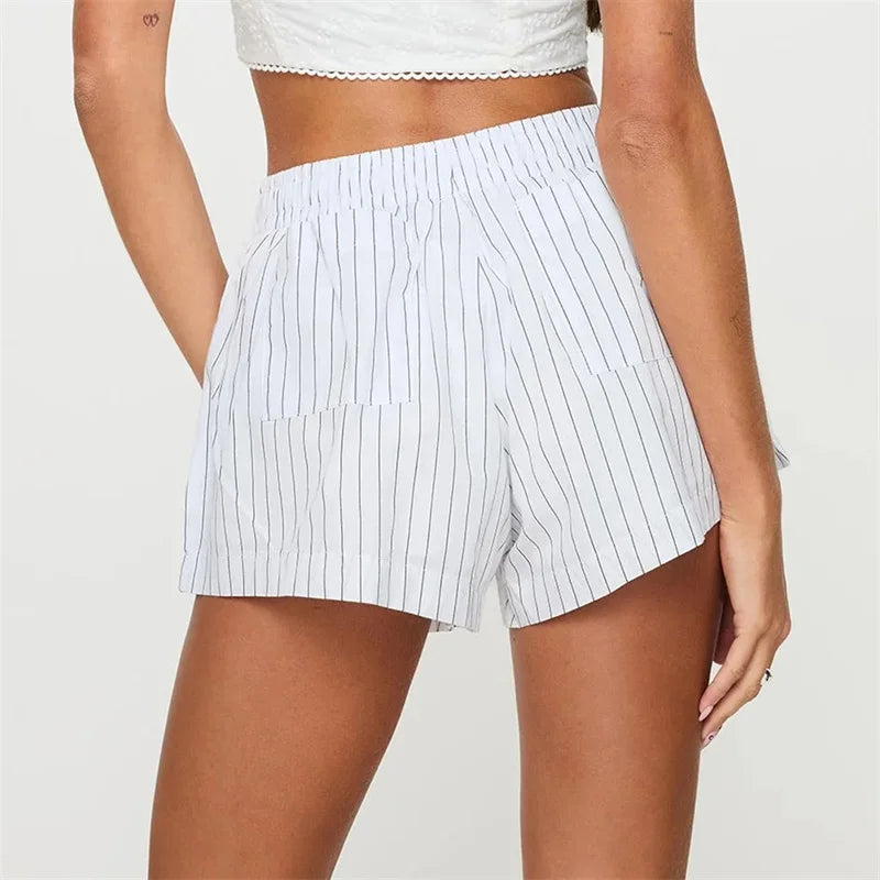 Women Y2k Stripes Boxer Shorts 2024 Summer Hot Pants Elastic Waist Loose Fit Boy Shorts Cute Lounge Sleep Shorts Jogging Bottoms