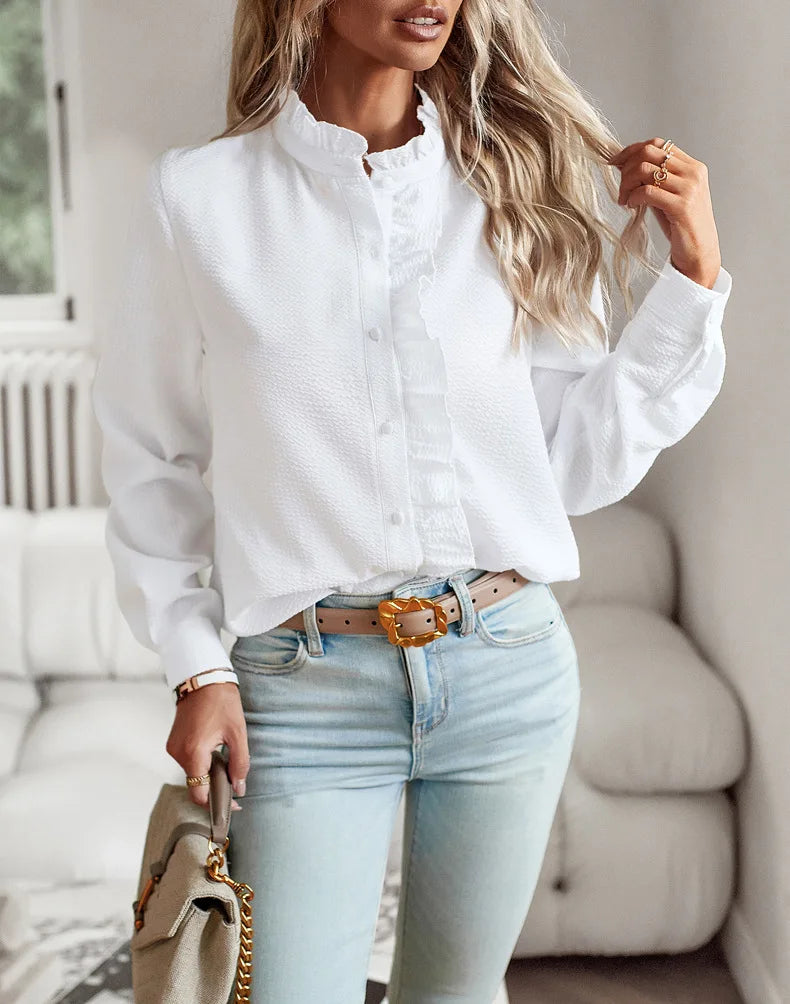 Women's Elegant Office Shirt – Long Sleeve, Casual & Comfortable