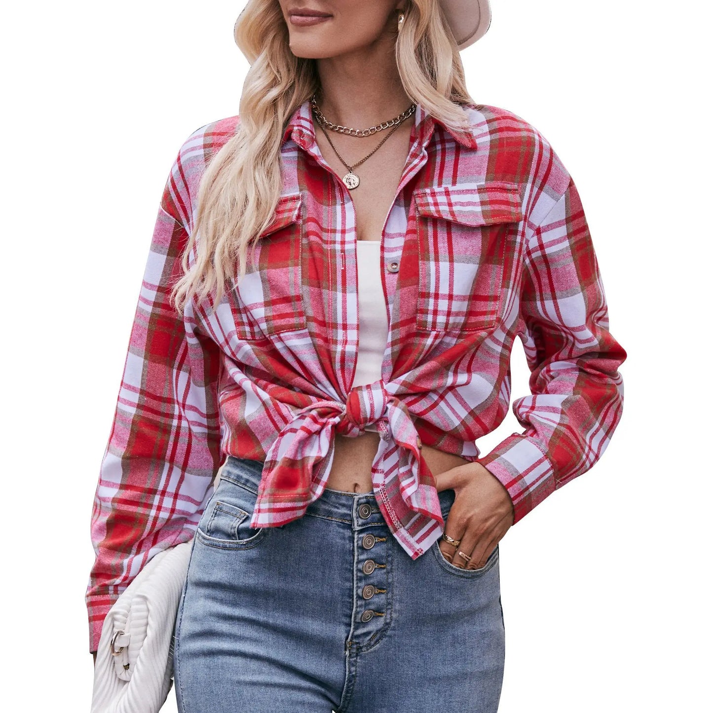 Women's Plaid Shirt – Loose Casual Long Sleeve Blouse, 2025 Fashion