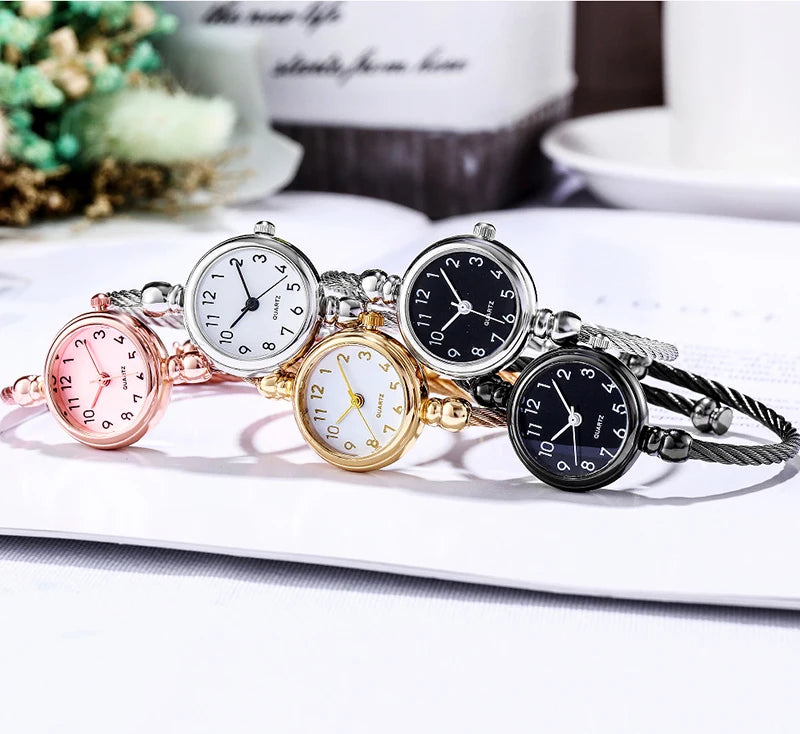 Small Gold Bangle Bracelet Luxury Watch Stainless Steel Retro Ladies Quartz Wristwatch Fashion Casual Thin Chain Watches