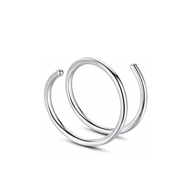 1cs Stainless Steel Double Nose Ring Spiral Nose Septum Piercing Cartilage Hoop Earrings Tragus Helix for Women Nostril Jewelry