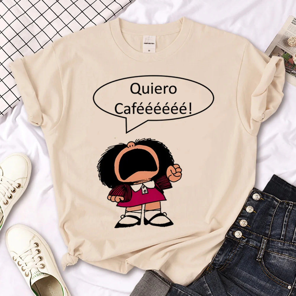 Mafalda t-shirts women Japanese Tee female funny designer graphic clothes