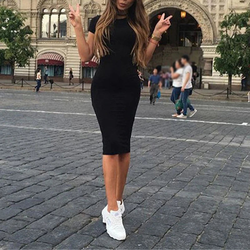 Fashion Women Short Sleeve Bodycon Casual Party Evening Cocktail Mini Dress