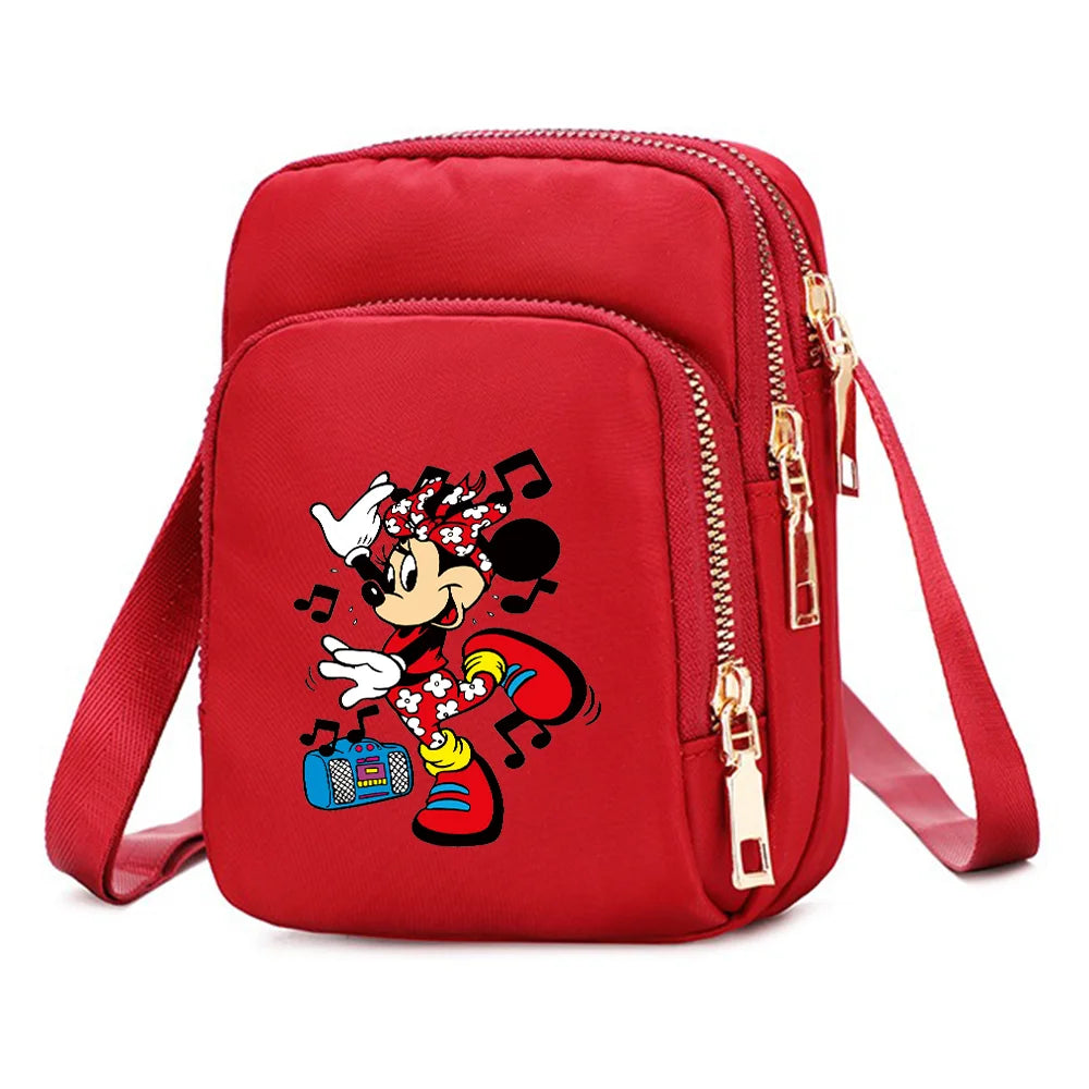 Mickey Minnie Mouse Women Shoulder Bags Cell Phone Purse Crossbody Shoulder Strap Handbag Female Girls Bags Teenagers Bag Gift