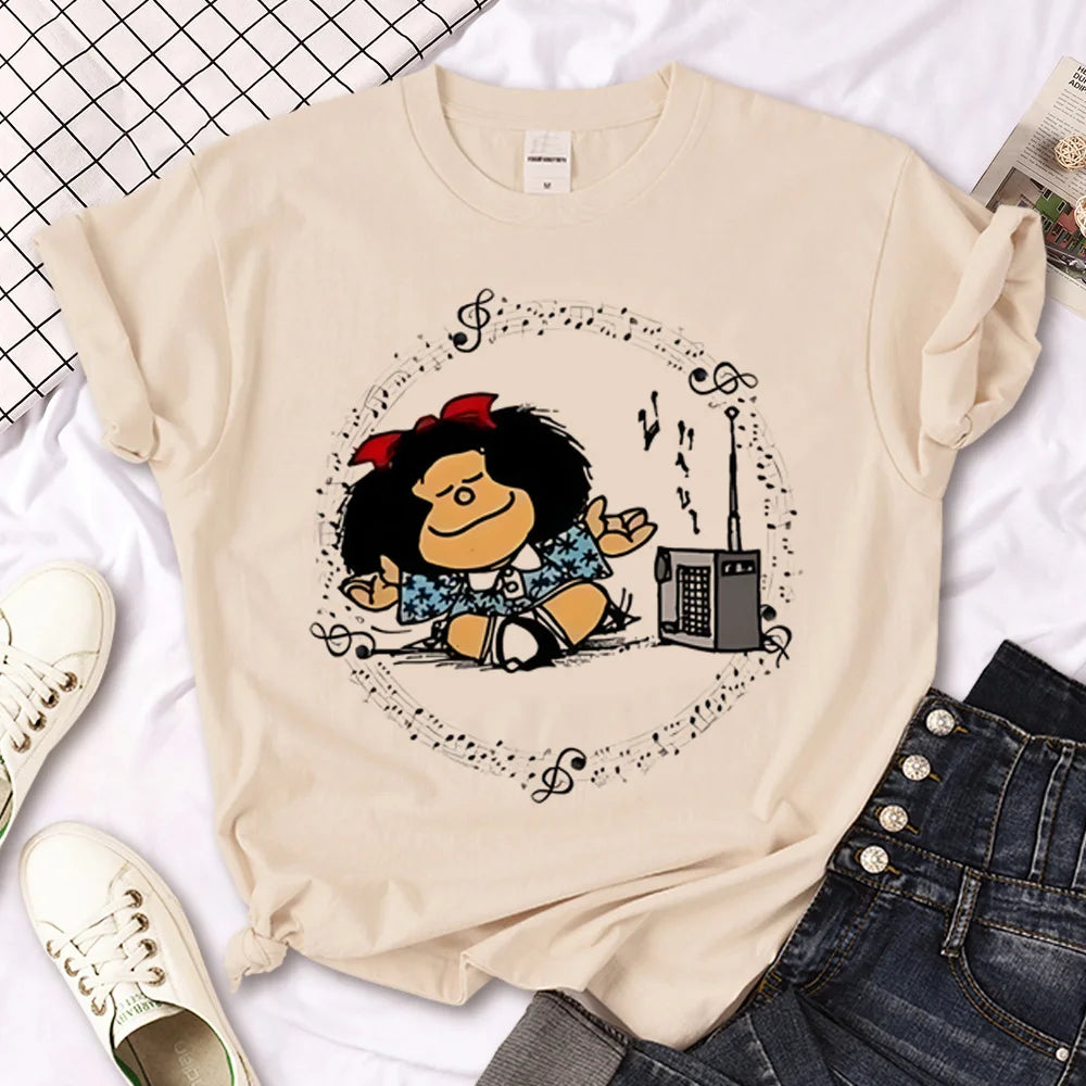 Mafalda t-shirts women Japanese Tee female funny designer graphic clothes