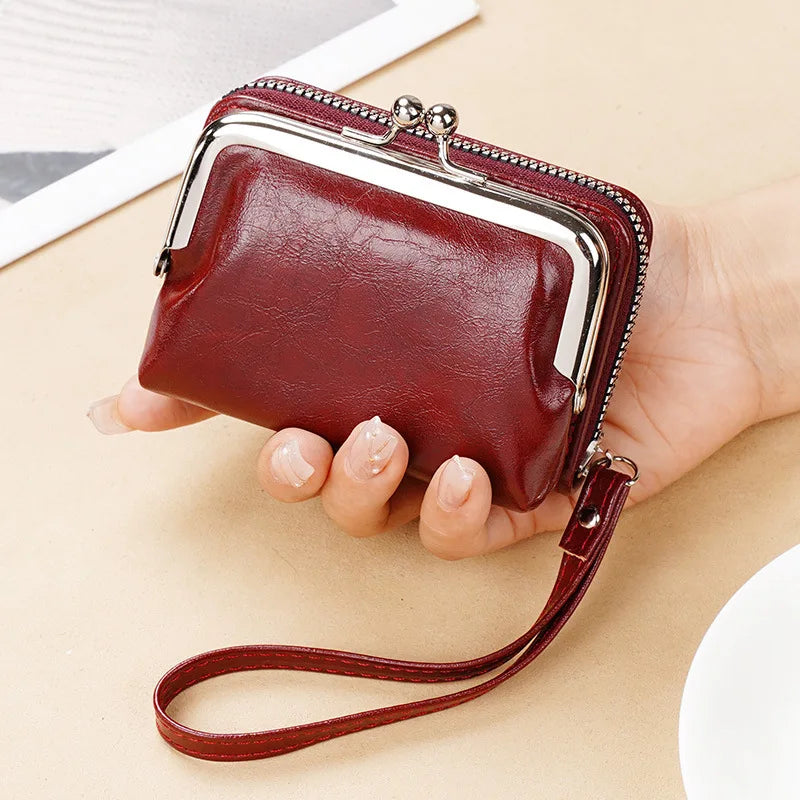 New Women's Wallet Wrist Strap Short Retro Style Coin Change Storage Bag Girls Portable Mini Card Holders Zipper Money Clip C03