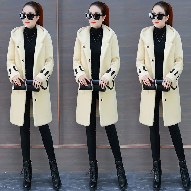 Stylish Women's Medium-Length Woolen Jacket