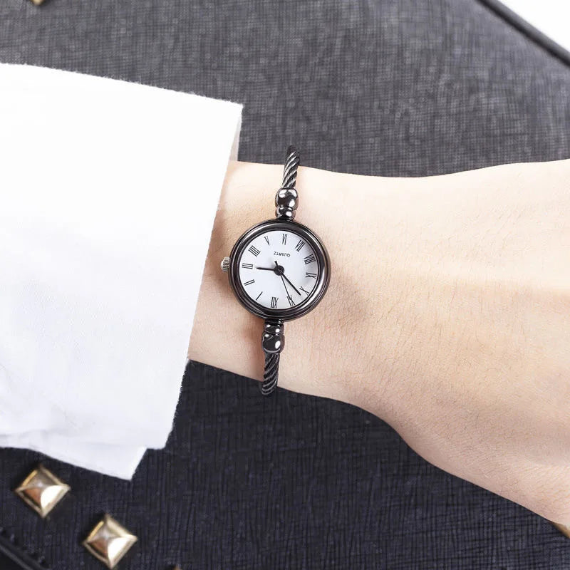 Small Gold Bangle Bracelet Luxury Watch Stainless Steel Retro Ladies Quartz Wristwatch Fashion Casual Thin Chain Watches