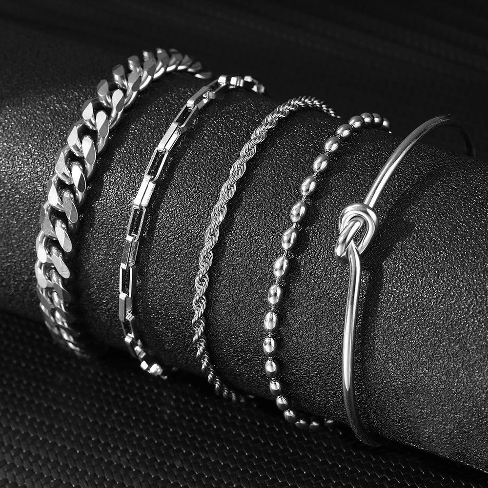 Stainless Steel Bracelets Set Fashionable Atmosphere Chain Gorgeous Bracelets Set For Women Jewelry Luxury Gift Recommendations