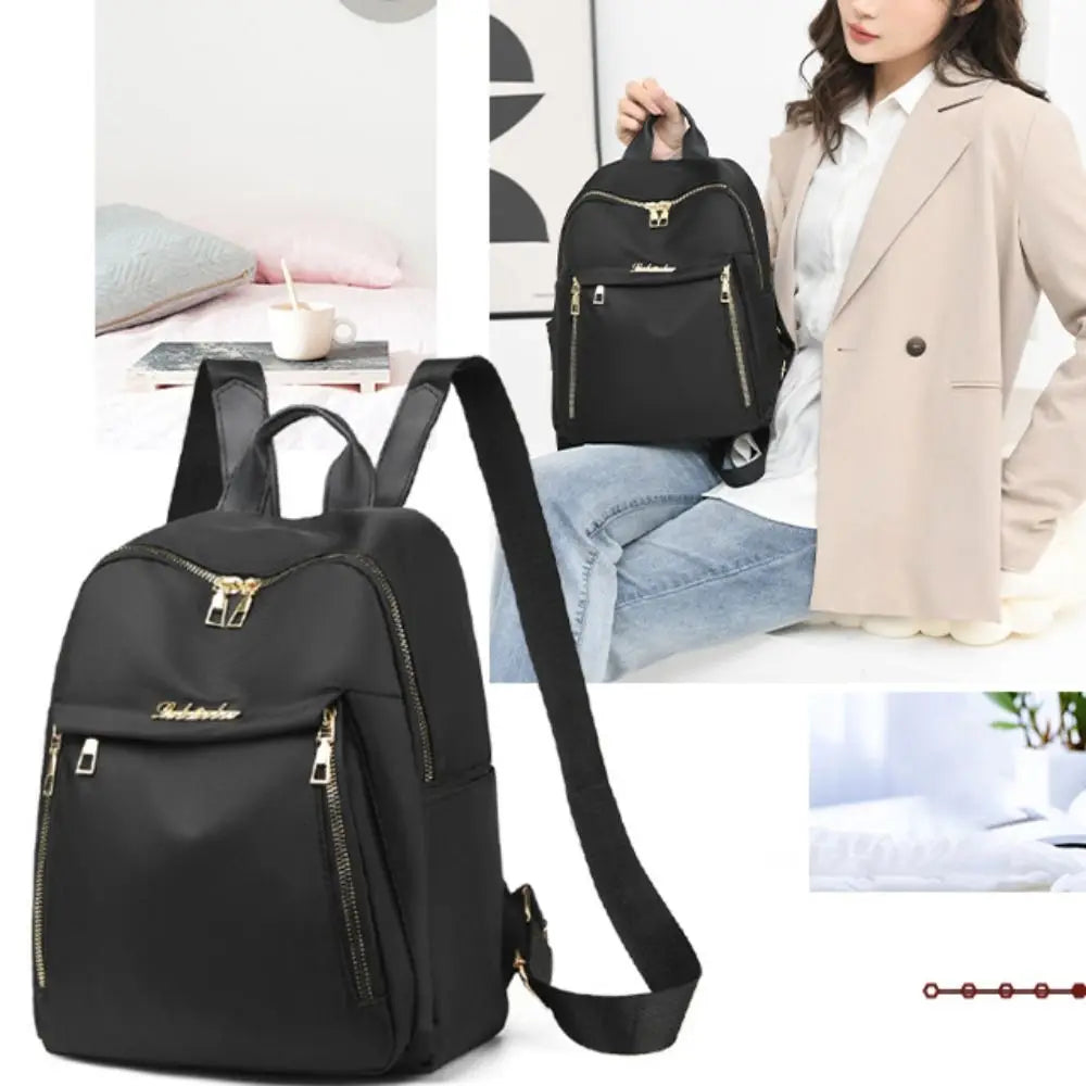 Unisex Black Oxford Backpack