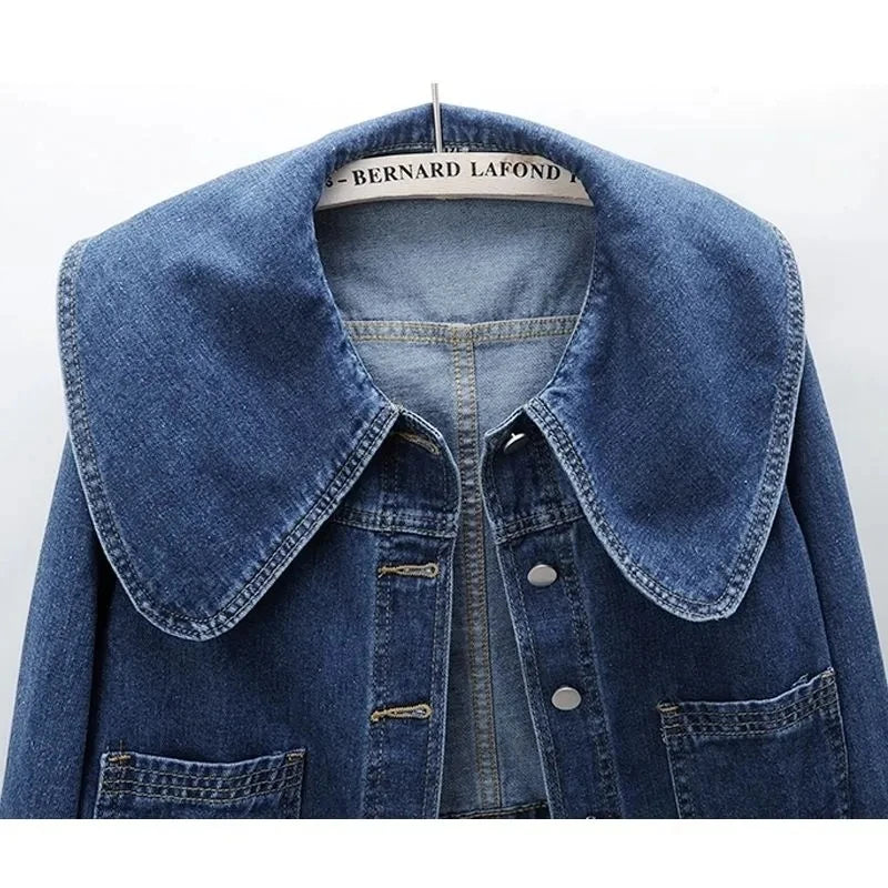 2023 New Autumn Women Denim Jacket Long Sleeve Casual Short Denim Coat Famale Jeans Jackets Outerwear Casaco Jaqueta Feminina