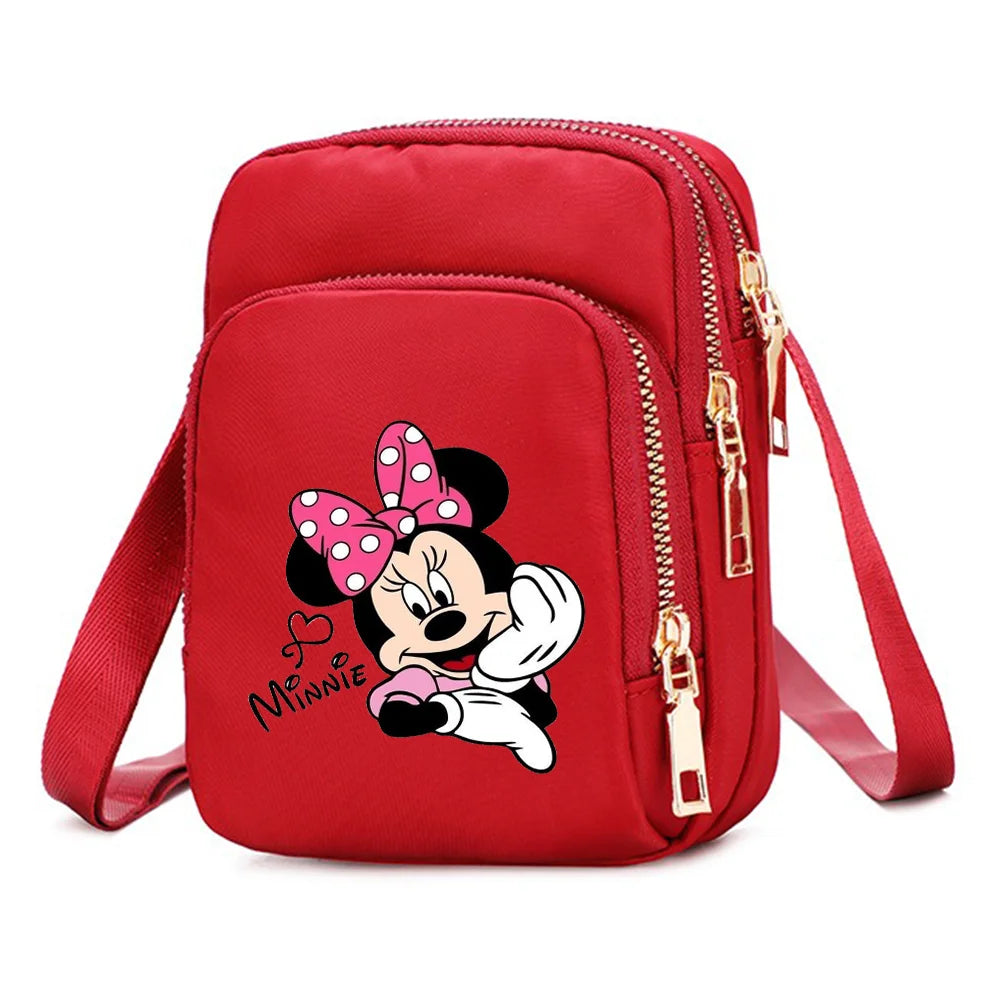 Mickey Minnie Mouse Women Shoulder Bags Cell Phone Purse Crossbody Shoulder Strap Handbag Female Girls Bags Teenagers Bag Gift