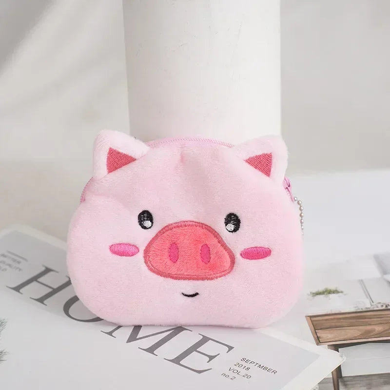 Animal Shape Plush Coin purse Headphone Bag Zipper Money Duck Women Coin Wallet Bag Kawai Card Key Money Coin Purse Bags Gift