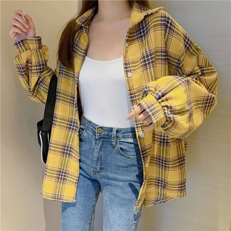 Vintage Plaid Check Shirt for Women