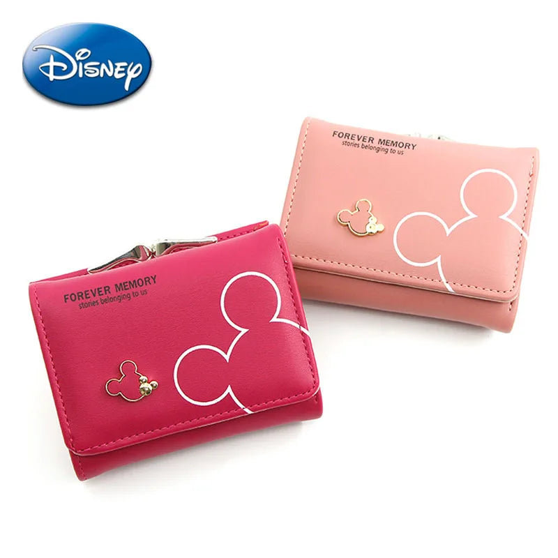 Disney Cartoon Mickey Mouse Wallet for Women's PU Leather Coin Purse Woman Mini Short Wallets Girls Bags Fashion Accessories