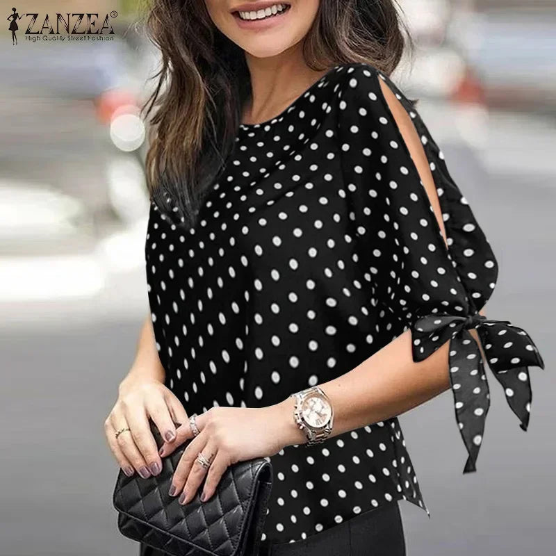 Women’s Casual Polka Dot Tunic Blouse