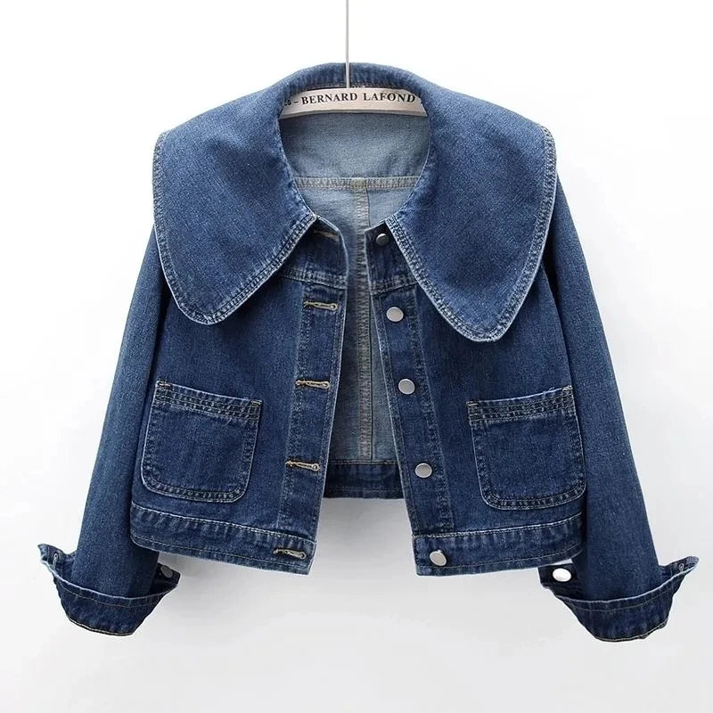 2023 New Autumn Women Denim Jacket Long Sleeve Casual Short Denim Coat Famale Jeans Jackets Outerwear Casaco Jaqueta Feminina