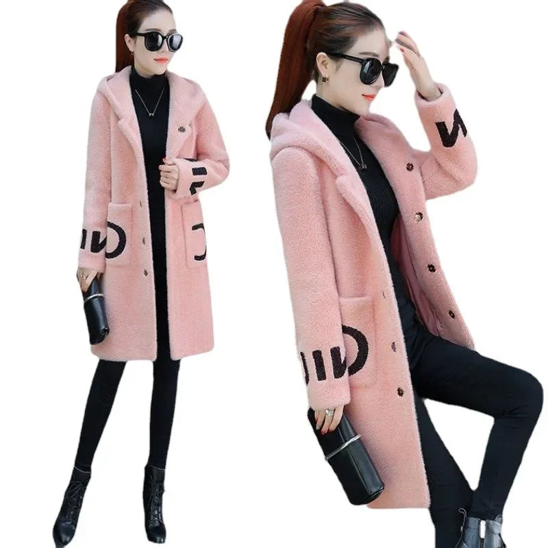 Stylish Women's Medium-Length Woolen Jacket