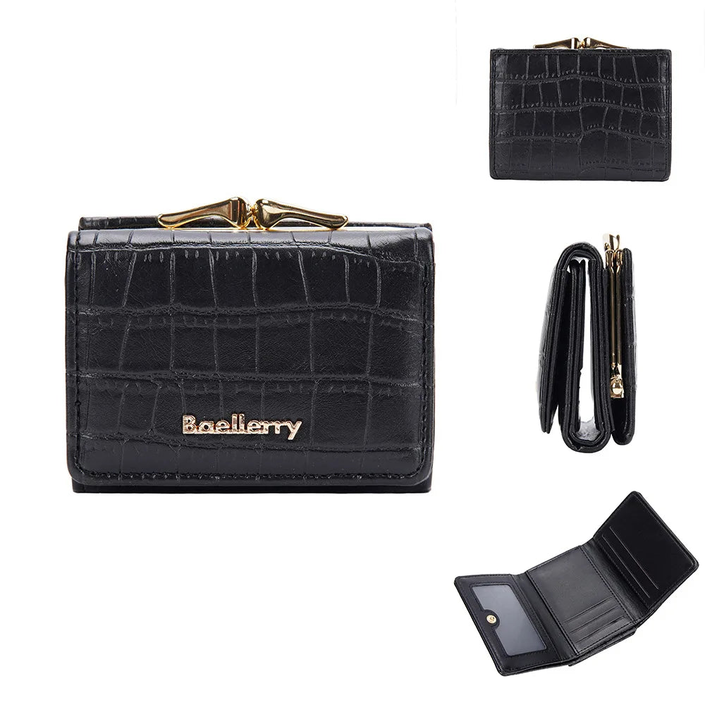 Baellerry New Short Women Wallet Coin Pocket Crocodile Pattern Female Purse Photo Holder Wallet For Girls Hasp Card Holder