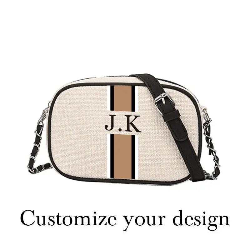 Customizable Stripe Canvas Messenger Bag for Women