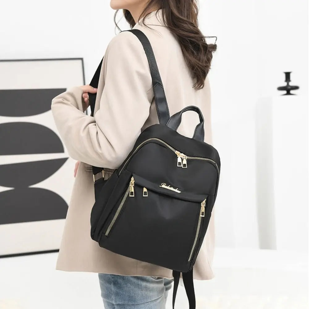 Unisex Black Oxford Backpack