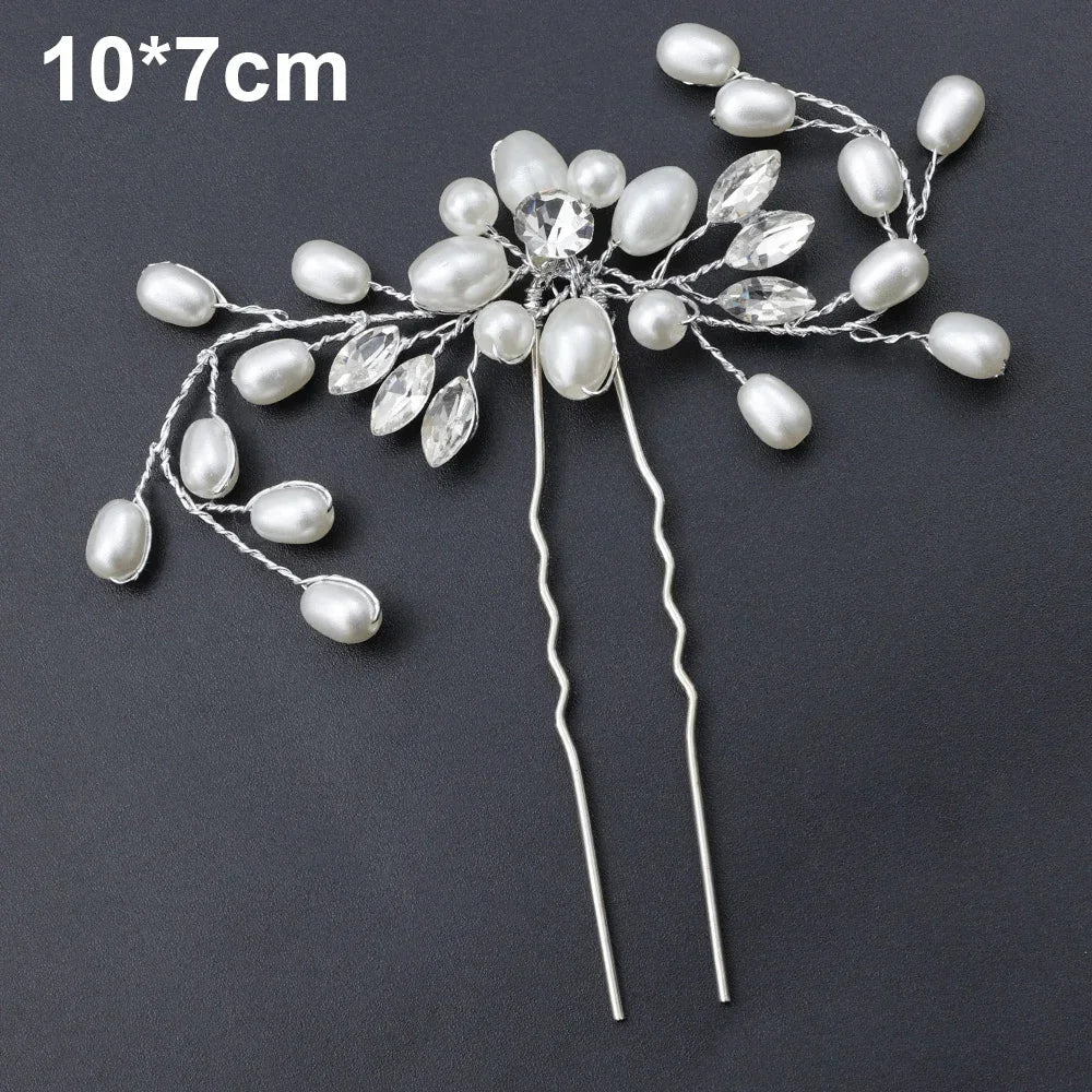 20pcs Elegant Pearl Crystal Hairpin Wedding Bridal U-shaped Metal Hair Comb Forks for Women Hairstyle Clips Jewelry Accessories