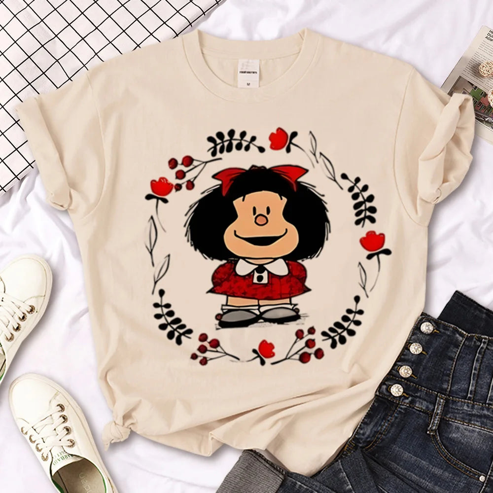 Mafalda t-shirts women Japanese Tee female funny designer graphic clothes