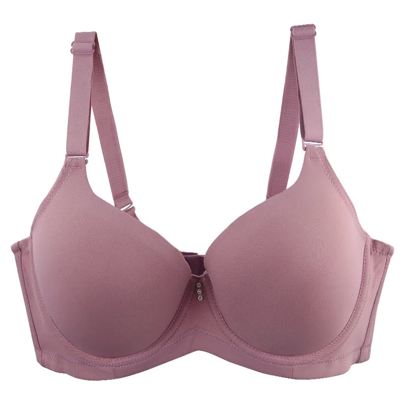 2024 New Thin Mold Cup Bras European American Large Size Underwear Gray Pink Red Beige Black Female Plus Size Lingerie