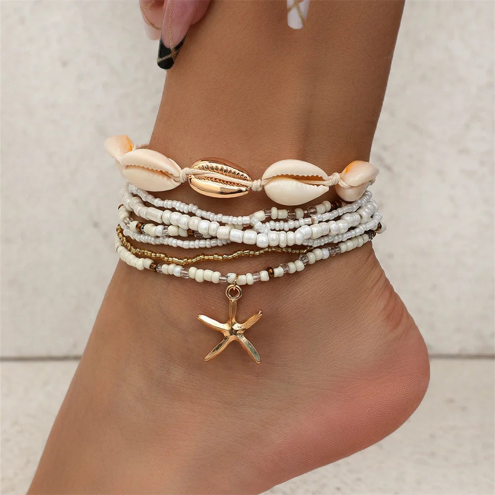 20 Pcs/Set Bohemian Twisted Snake Chain Anklet For Women Summer Beach Vintage Simple Foot Ankle Bracelet On Leg Jewelry Gifts