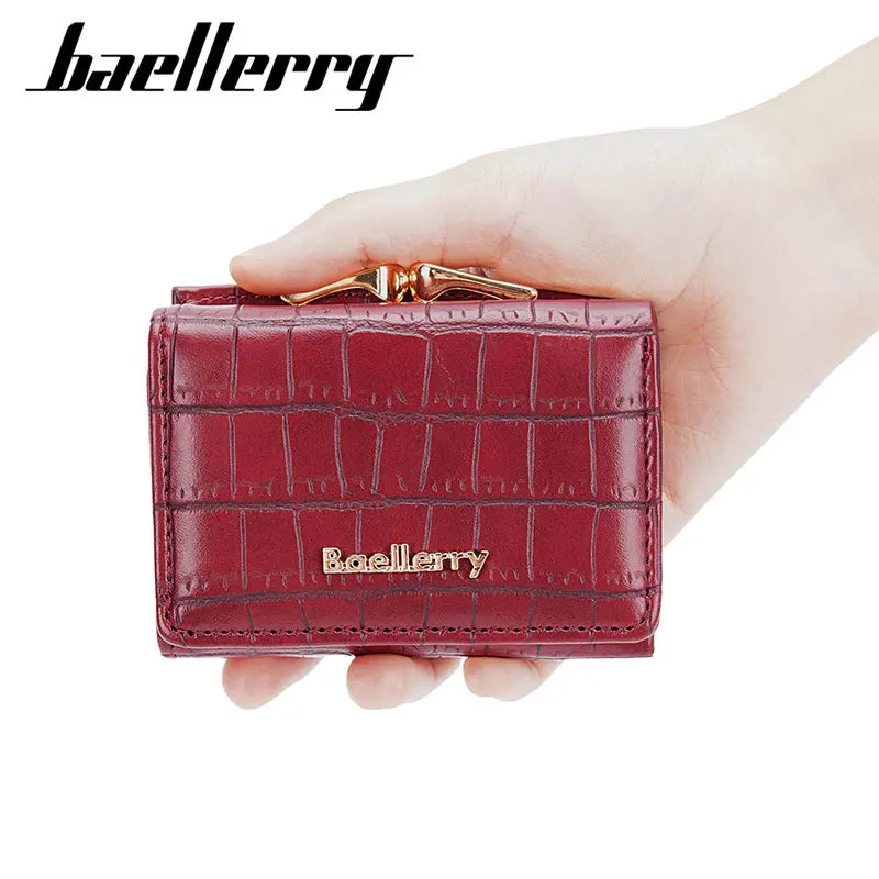 Baellerry New Short Women Wallet Coin Pocket Crocodile Pattern Female Purse Photo Holder Wallet For Girls Hasp Card Holder