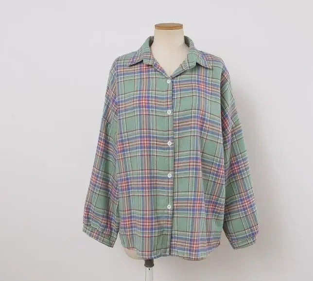 Vintage Plaid Check Shirt for Women