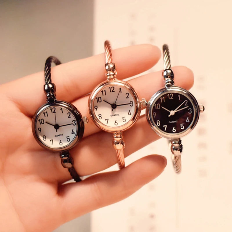 Small Gold Bangle Bracelet Luxury Watch Stainless Steel Retro Ladies Quartz Wristwatch Fashion Casual Thin Chain Watches