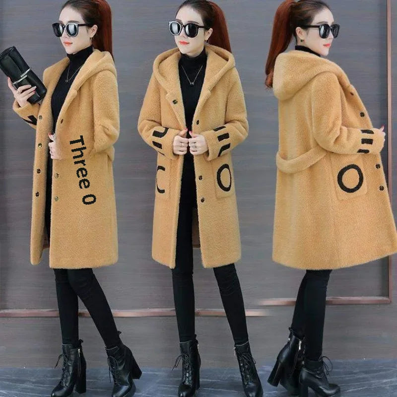 Stylish Women's Medium-Length Woolen Jacket