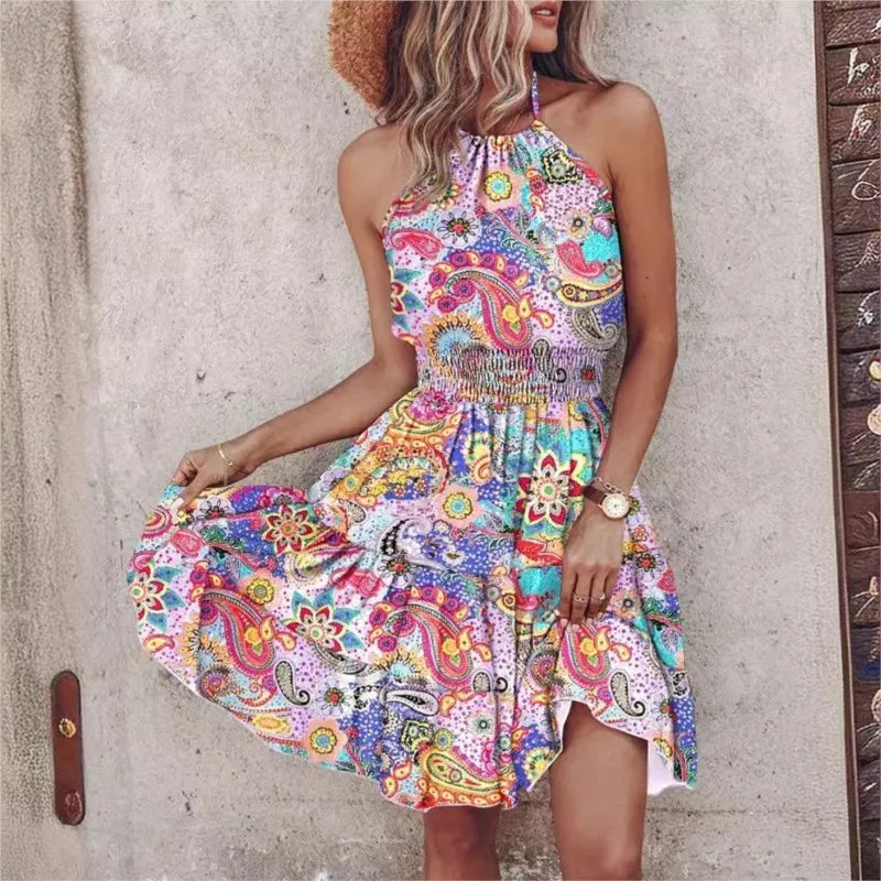 Summer Chic Off-Shoulder Halter Mini Dress