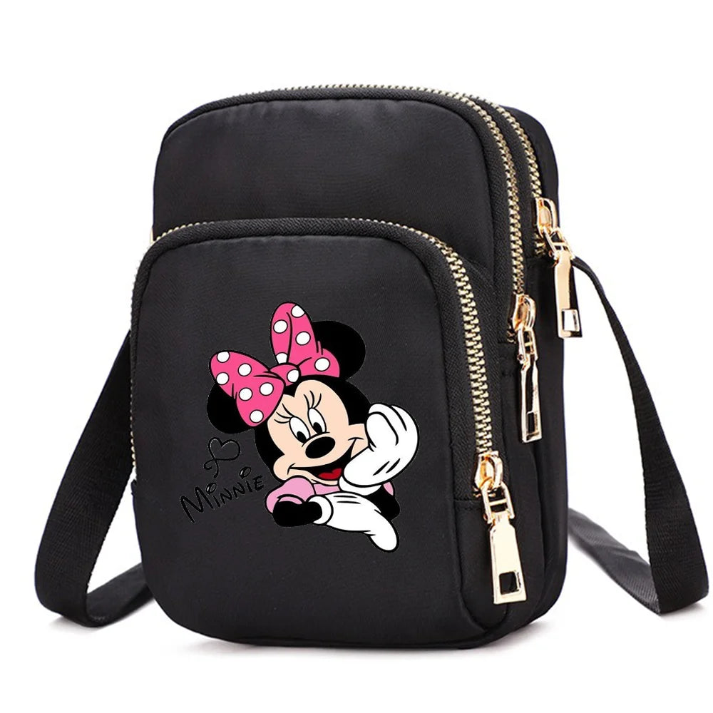 Mickey Minnie Mouse Women Shoulder Bags Cell Phone Purse Crossbody Shoulder Strap Handbag Female Girls Bags Teenagers Bag Gift