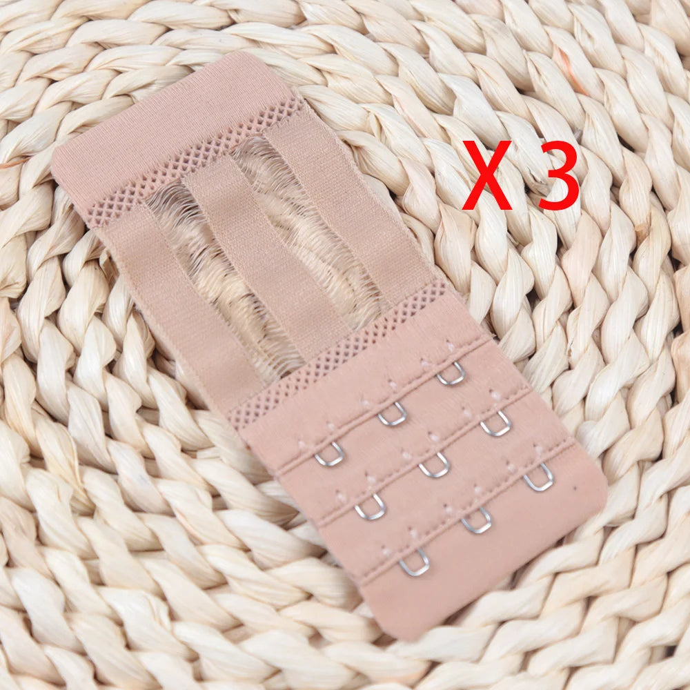 3 PCS Women 3 Rows 3 Buckles Bra Extension Strap Extenders Elastic Hook Clip Adjustable Belt Buckle Bra Accessories