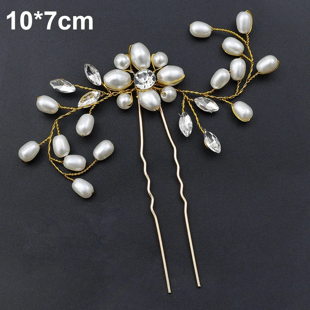 20pcs Elegant Pearl Crystal Hairpin Wedding Bridal U-shaped Metal Hair Comb Forks for Women Hairstyle Clips Jewelry Accessories