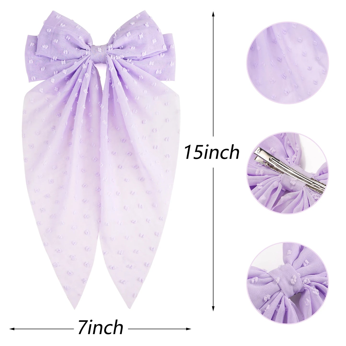 Elegant Large Bow Ribbon Hair Clip for Women Fashion Simple Solid Satin Spring Clip Ponytail Bow Hairpin Girls Hair Accessories