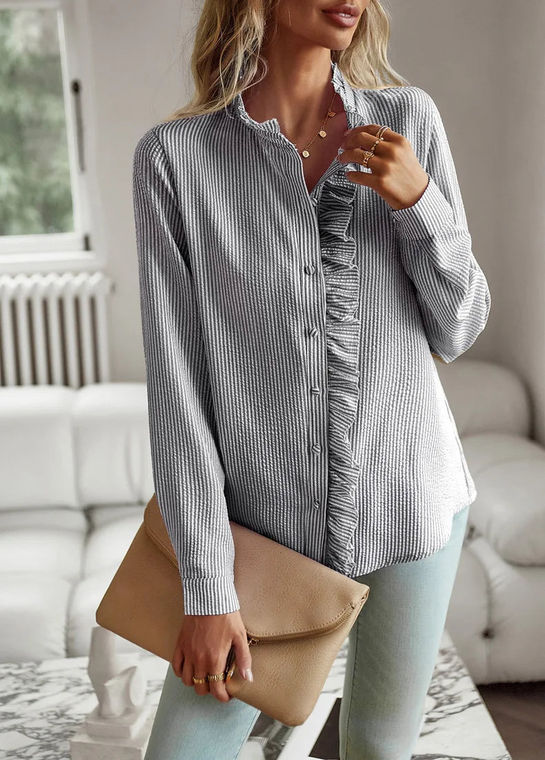 Women's Elegant Office Shirt – Long Sleeve, Casual & Comfortable