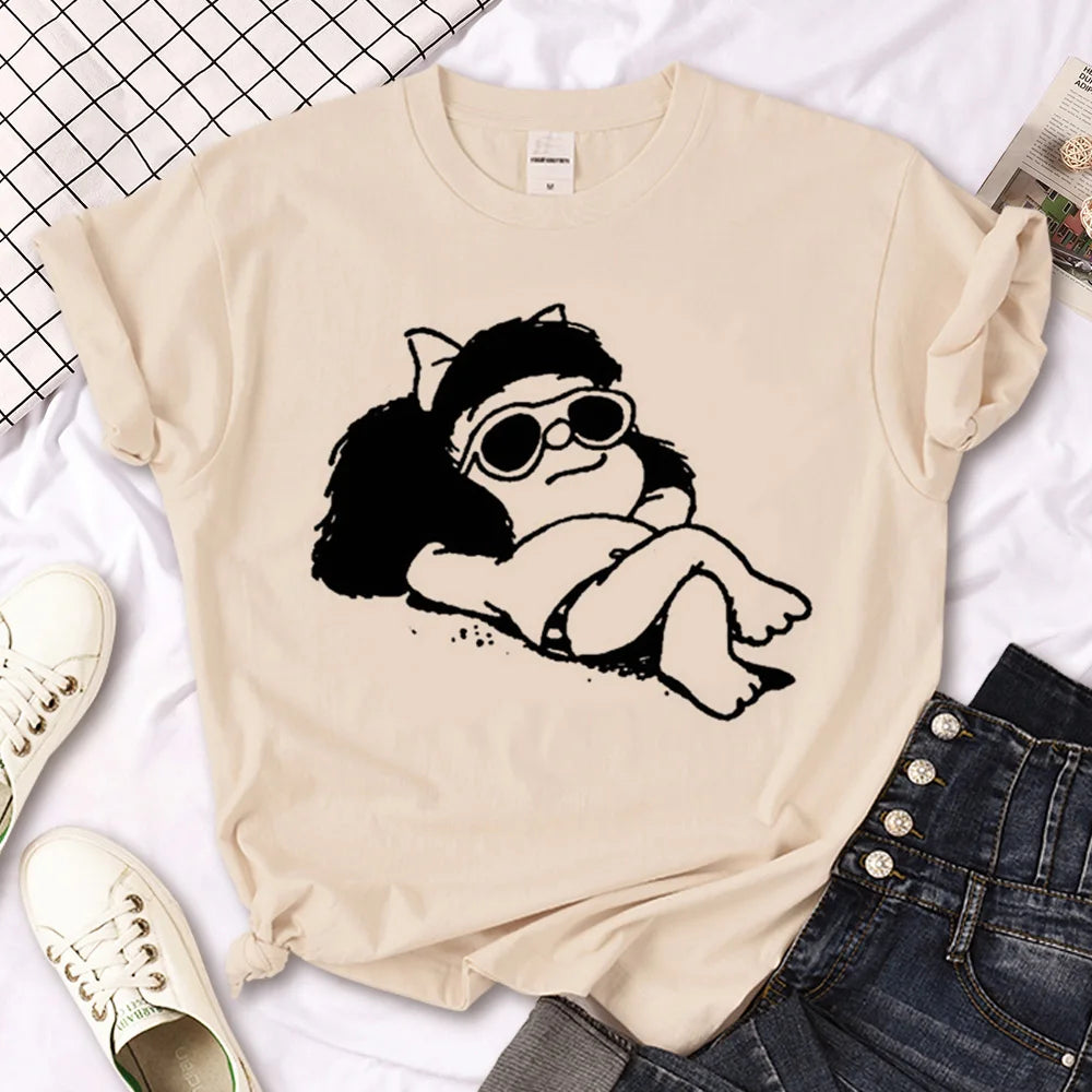 Mafalda t-shirts women Japanese Tee female funny designer graphic clothes