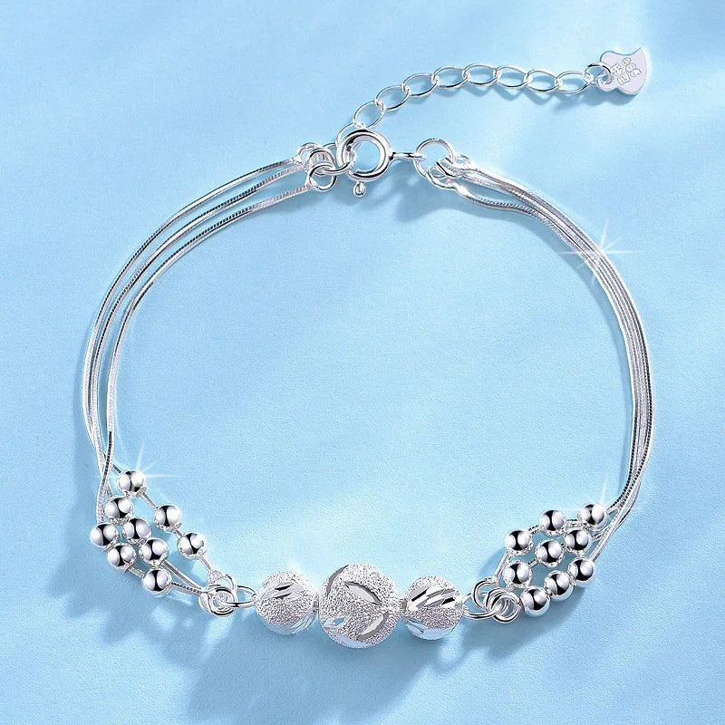 Luxury 925 Sterling Silver Star Beaded Bracelets For Women Original Designer Double Layered Adjustable Bracelet Party Jewelry