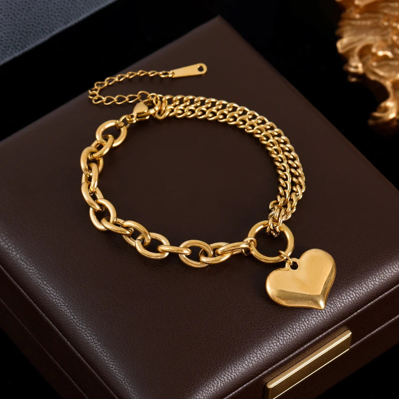 GANEMLY 316L Stainless Steel Tree of Life Bracelet For Women Fashion 18K Gold Plated Wrist Chain Waterproof Jewelry Lady Gift