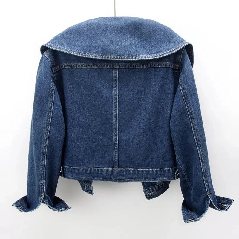 2023 New Autumn Women Denim Jacket Long Sleeve Casual Short Denim Coat Famale Jeans Jackets Outerwear Casaco Jaqueta Feminina