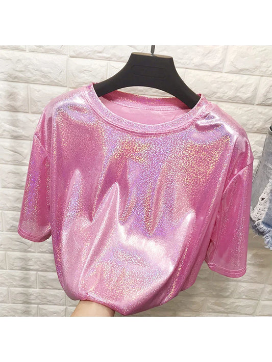 Lightweight Retro Shiny Satin Top for Women